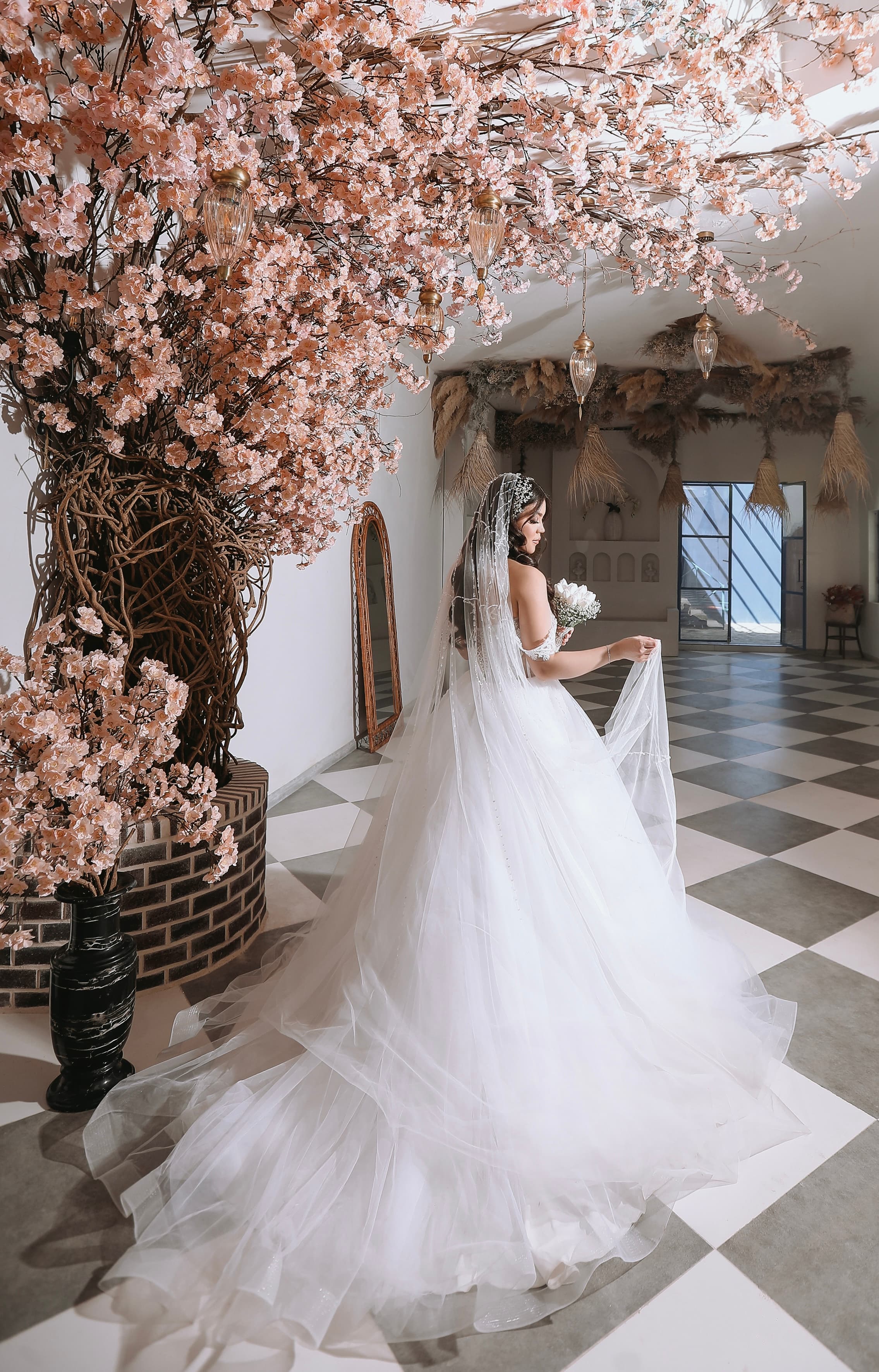 White dress event makeup