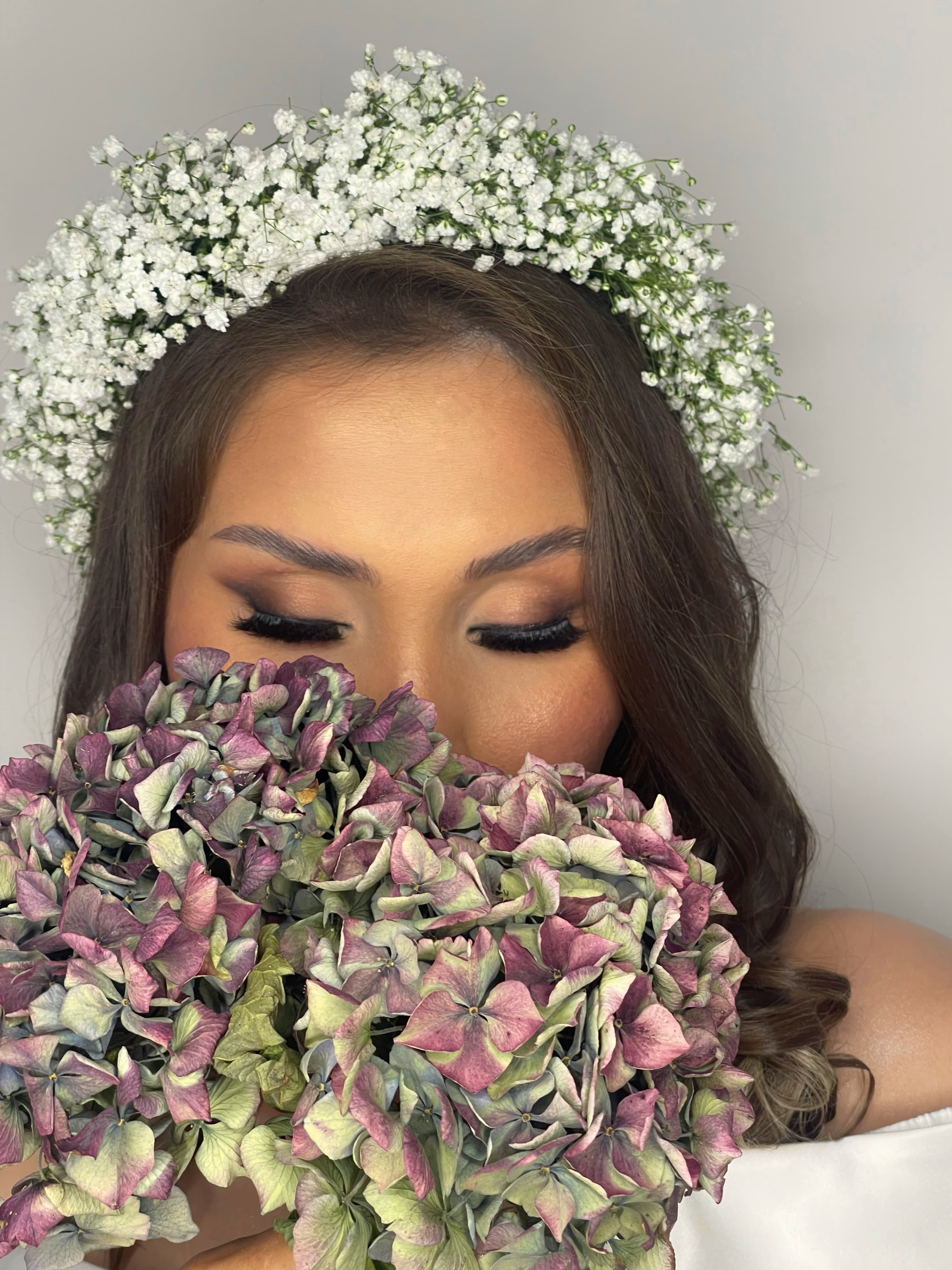 White dress event makeup